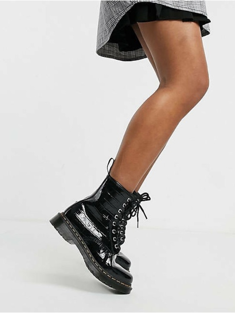 Dr. Martens 1460 Faux-Croc Black Embossed Leather Boots